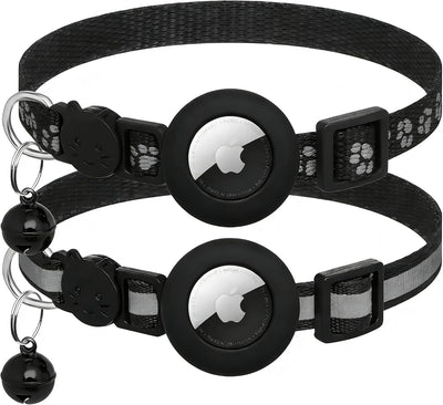 Collar gato reflectante con soporte Air Tag 0.4pulg negro