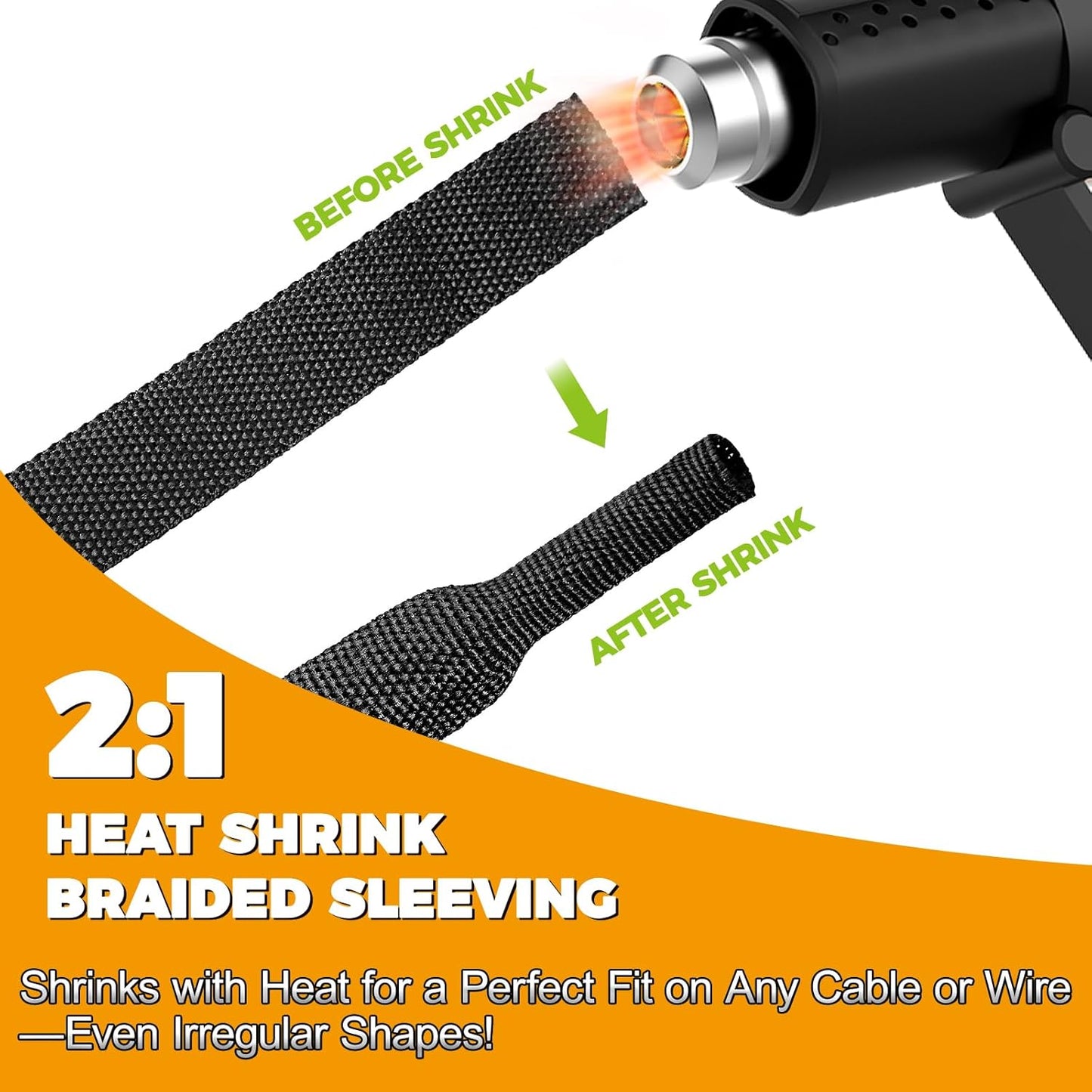 Fundas cable trenzado termorretráctil 2:1 26ft
