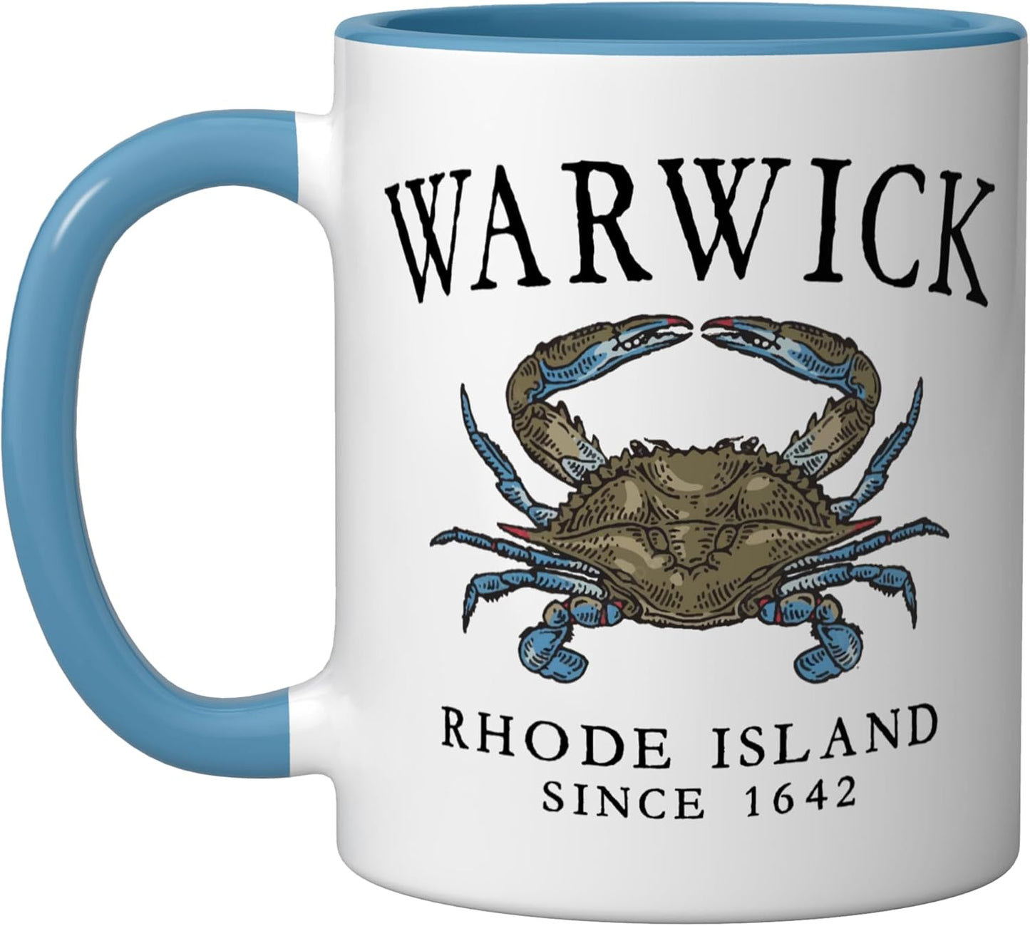 Taza cerámica con letras negras de Warwick Rhode Island