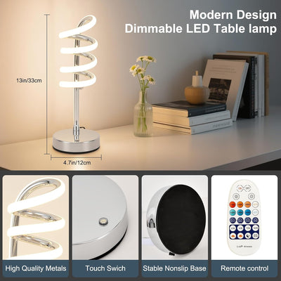 Lámpara mesa espiral LED regulable sala dormitorio