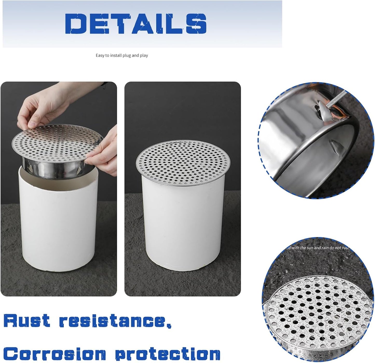 2 Tapos PVC 4pulg para Ventilación Tapa Malla Acero Inox