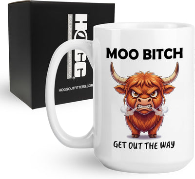 Taza de café Moo Bitch de cerámica 15 oz, regalo para amantes de las vacas