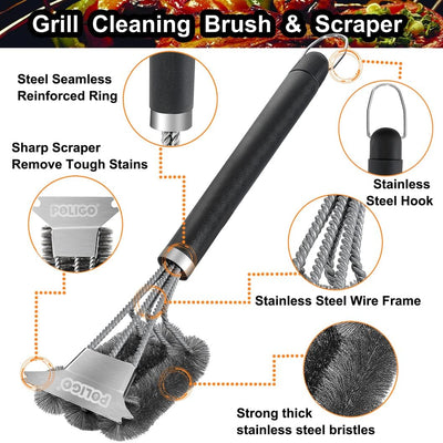 Cepillo parrilla 18pulg acero inox mango lujo