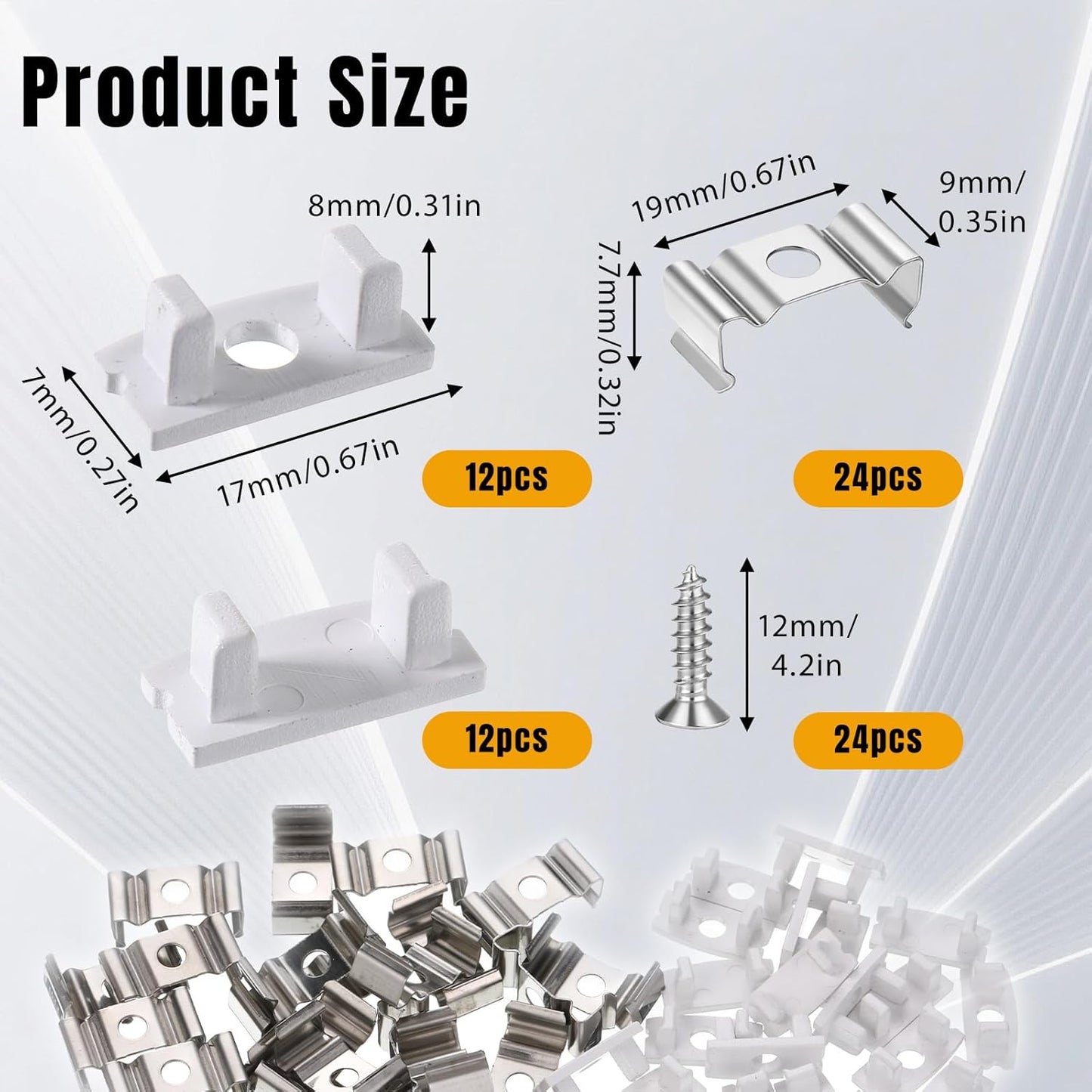 24 Clips Metal T8 Cubierta Difusora U Para Tubo LED