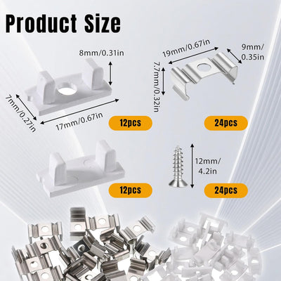 24 Clips Metal T8 Cubierta Difusora U Para Tubo LED