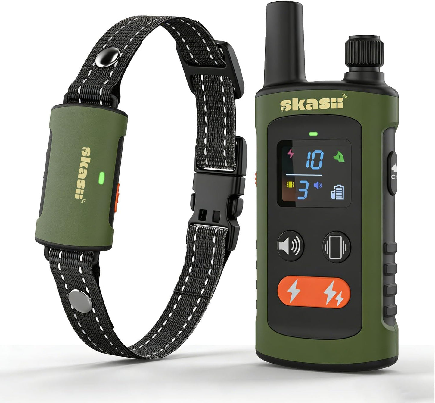 Collar entrenamiento perro 4500ft 0-150lbs 4 modos recargable verde