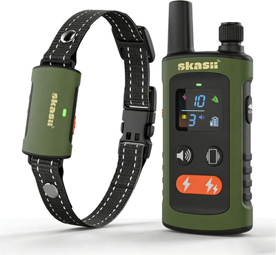 Collar entrenamiento perro 4500ft 0-150lbs 4 modos recargable verde