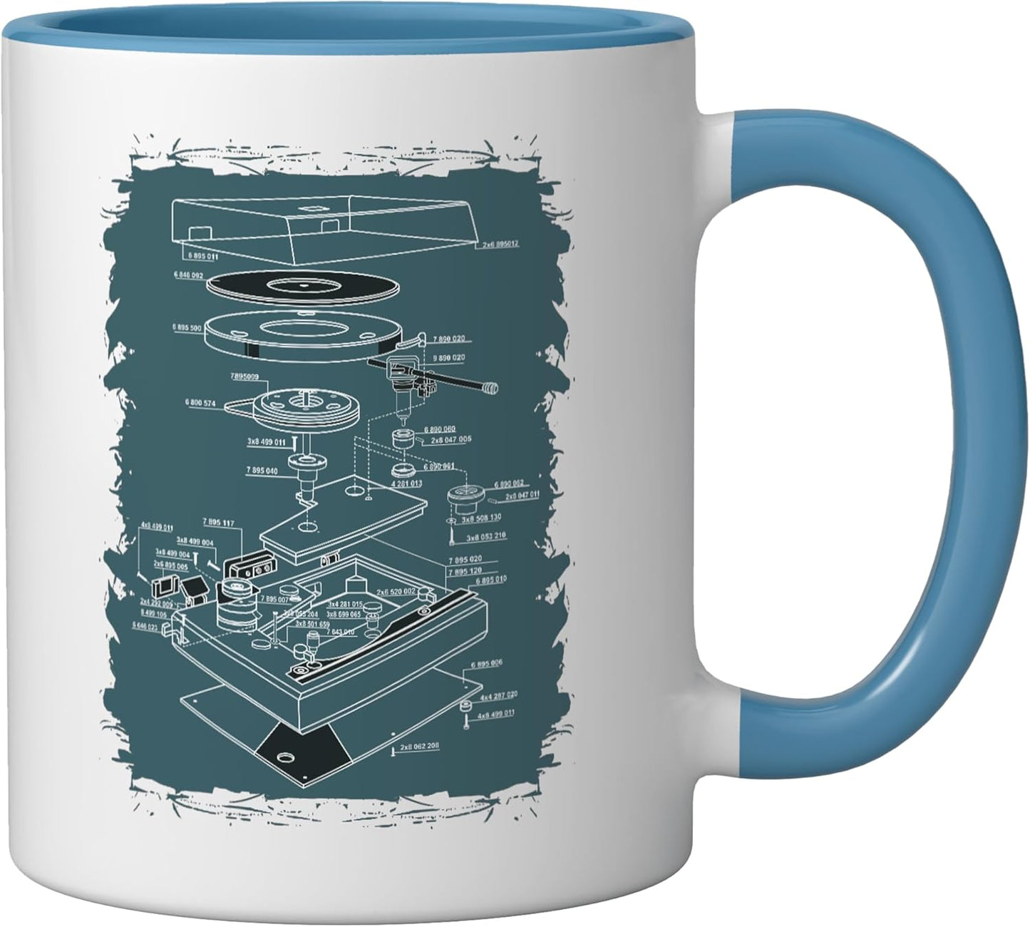 Taza Cerámica Dj Techno Música Azul/Blanco
