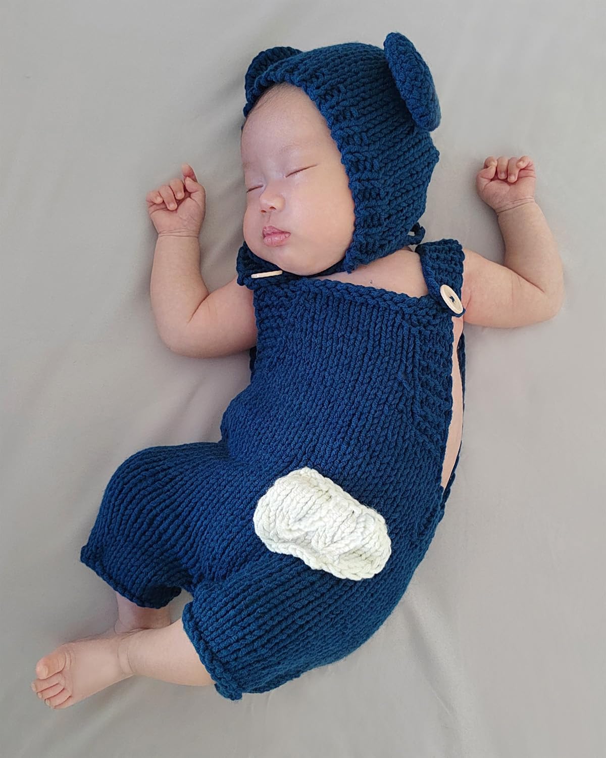Traje oso ganchillo para bebé sesion foto
