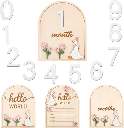 2 Tarjetas Bebé Lazo Rosa Madera Accesorios Fotografía