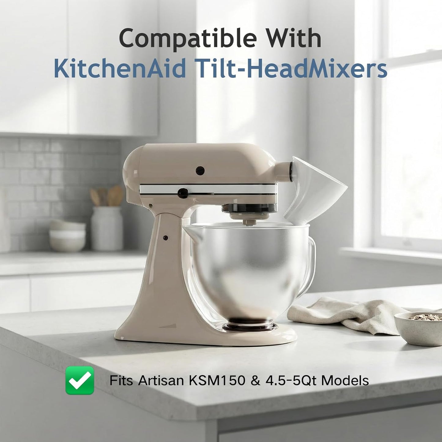 Embudo para batidora KitchenAid de harina, morado, se adapta a 4.5-5QT