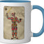 Taza cerámica vintage documentos efímeros azul/blanco