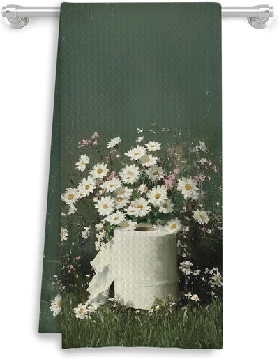 Toalla baño decorativa botánico flores vintage 16x24pulg