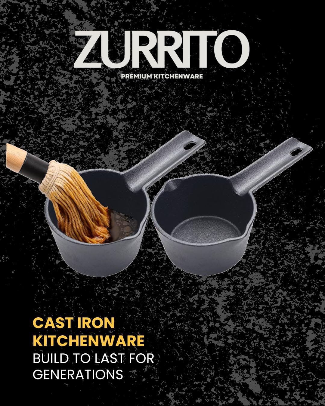 Set 2 sartenes hierro fundido 15oz cepillo barbacoa 18pulg