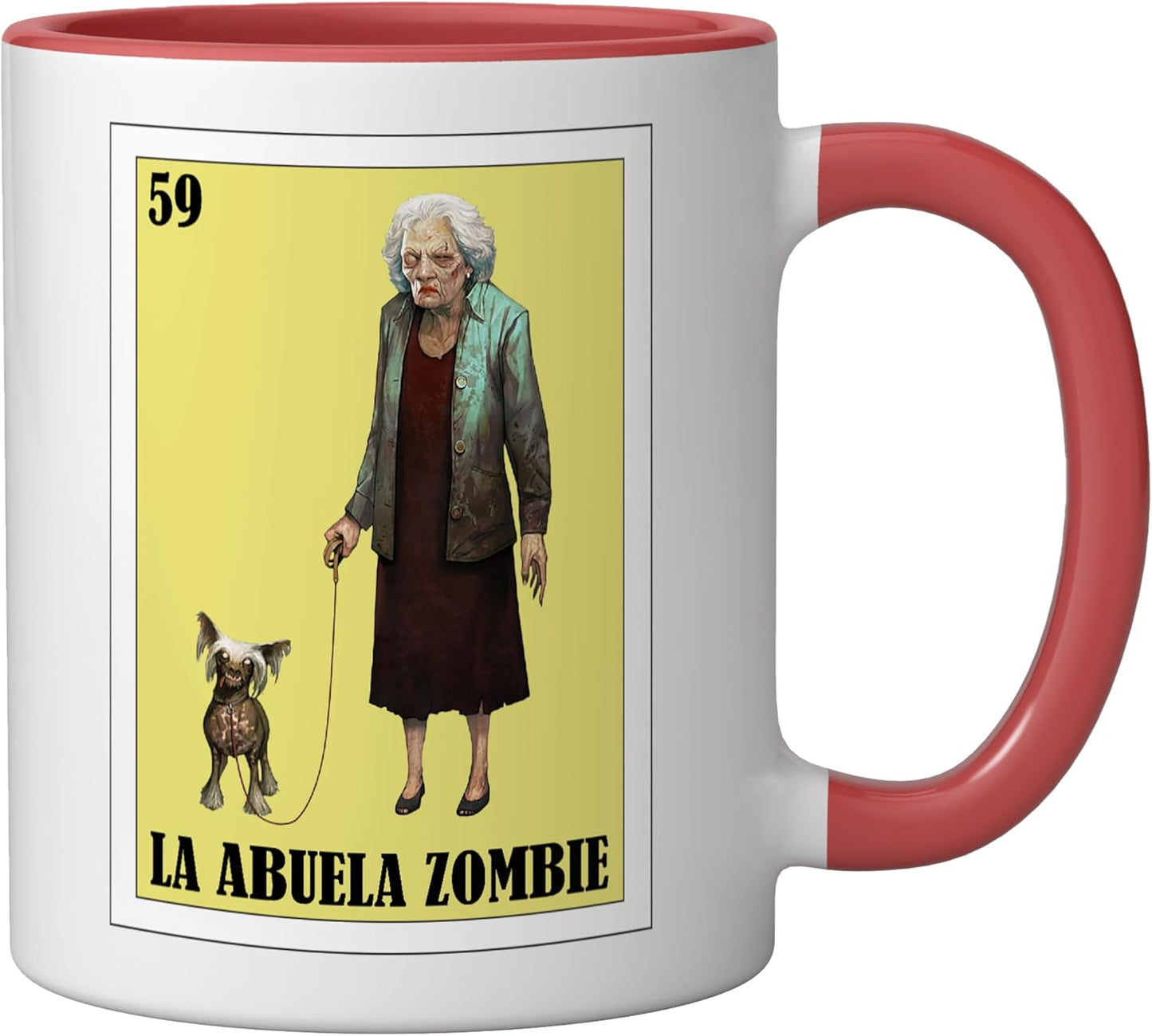 Taza Cerámica La Abuela Diseño Mexicano Rojo/Blanco