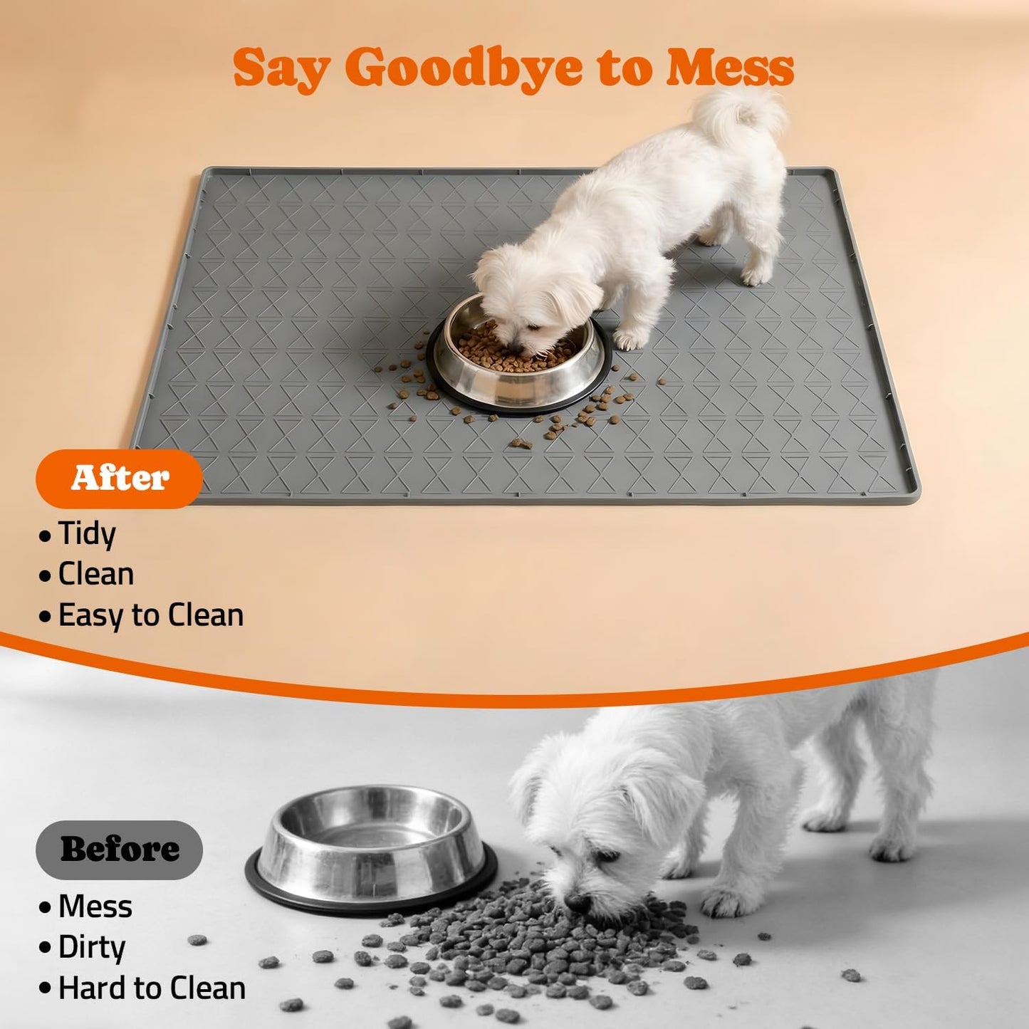 Tapete silicona mascotas con borde elevado impermeable