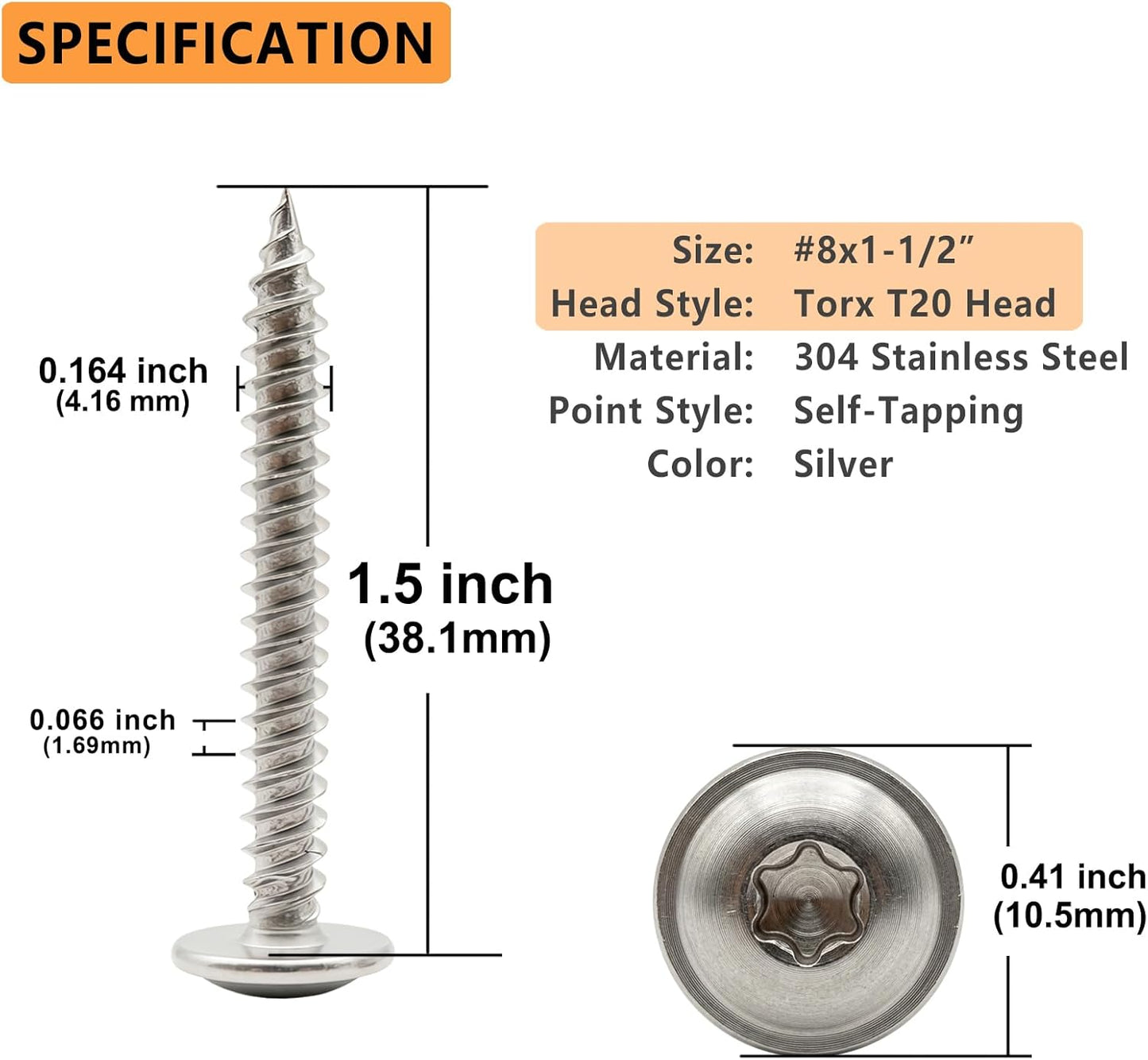 Set 110 Tornillos Torx Acero Inox 304 T20