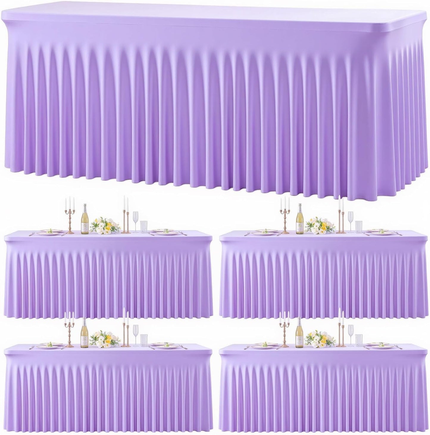 Set 4 fundas mesa elastano púrpura ajustable 2,4m