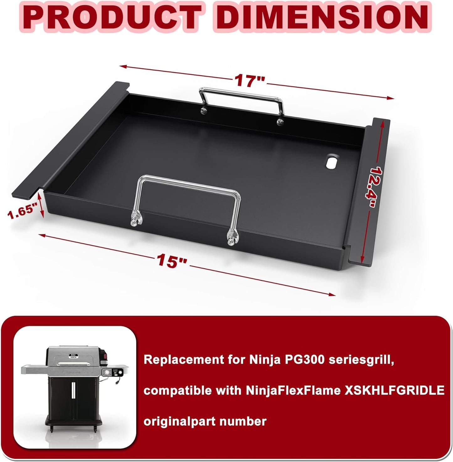 Plancha medio tamaño repuesto parrilla Ninja FlexFlame PG300