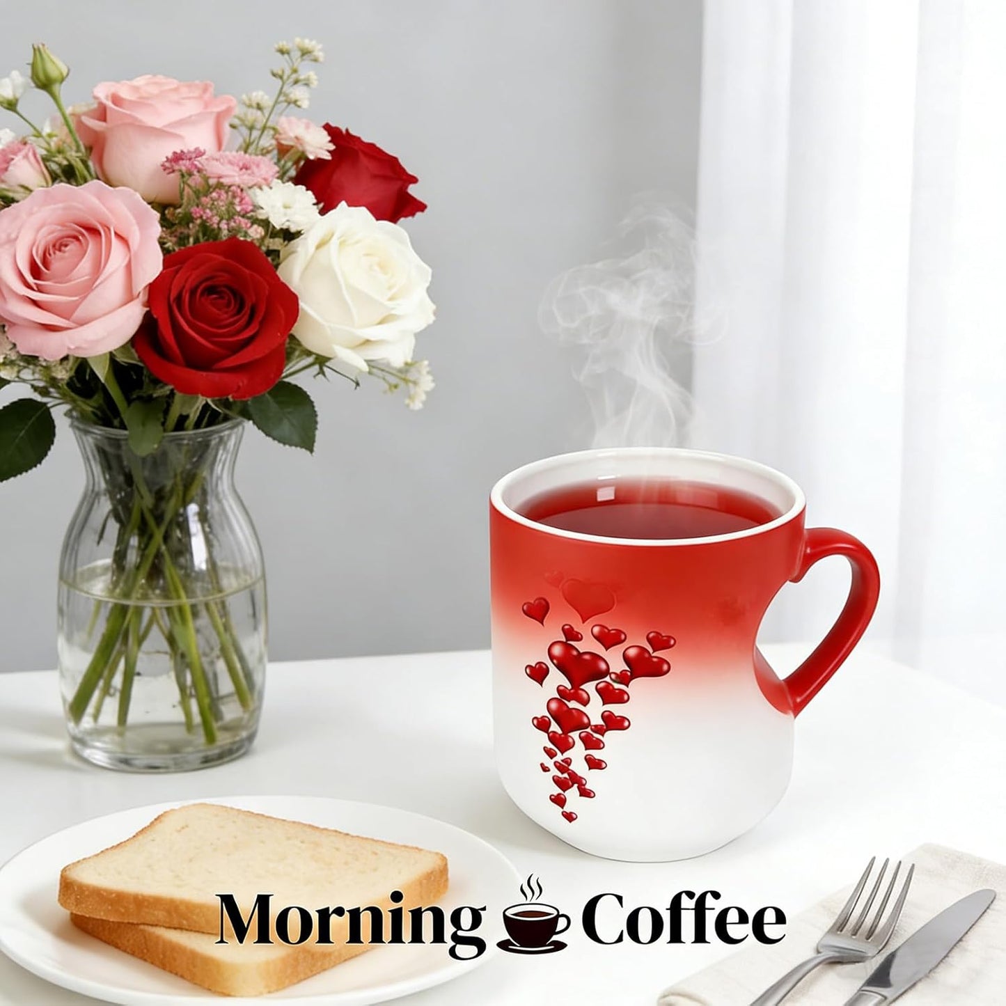 Taza mágica de corazón reactiva al calor para mujer y hombre