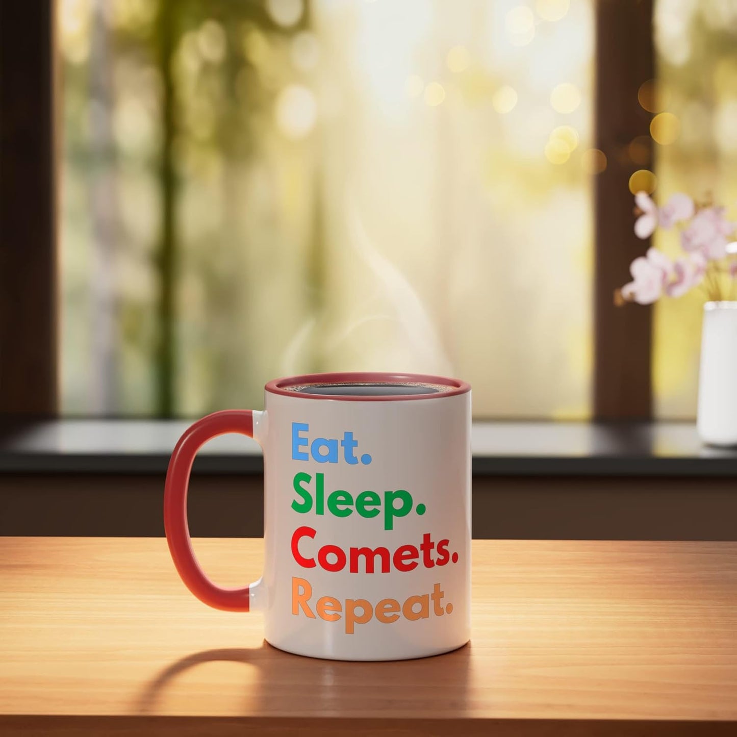 Taza Cerámica Cometas Rojo/Blanco
