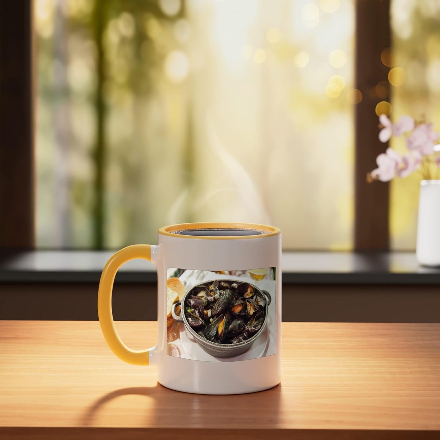 Taza Cerámica para Mariscos Amarillo Blanco