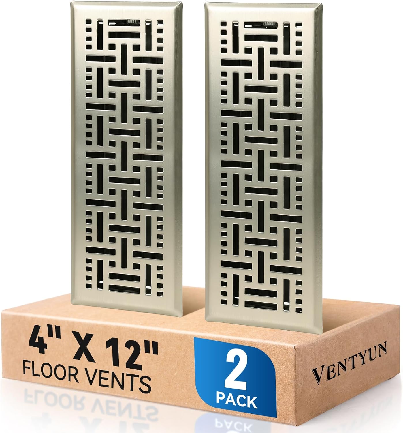 Registro piso galvanizado 4x12" set 2 níquel cepillado