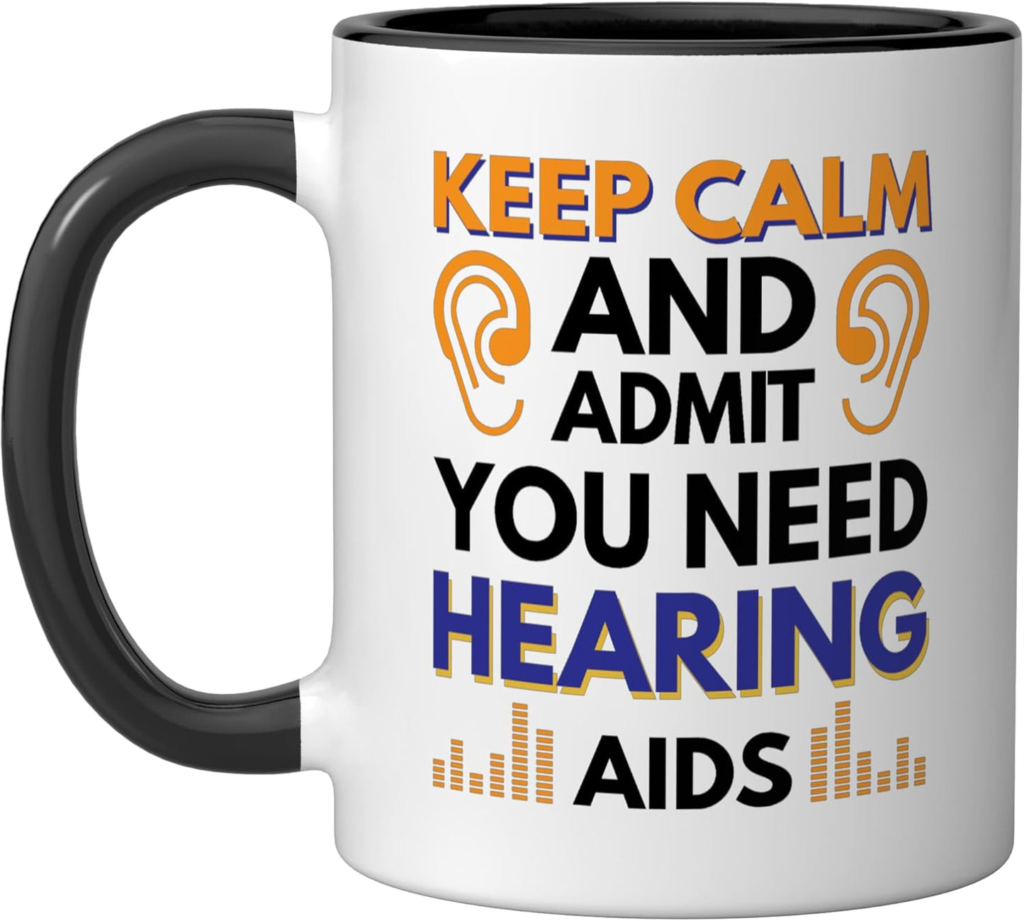 Taza cerámica Keep calm y admite que necesitas audífonos negra/blanca