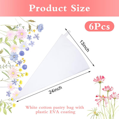 Paquete de 6 bolsas reutilizables de pastelería de 24 pulgadas para glaseado y decoración