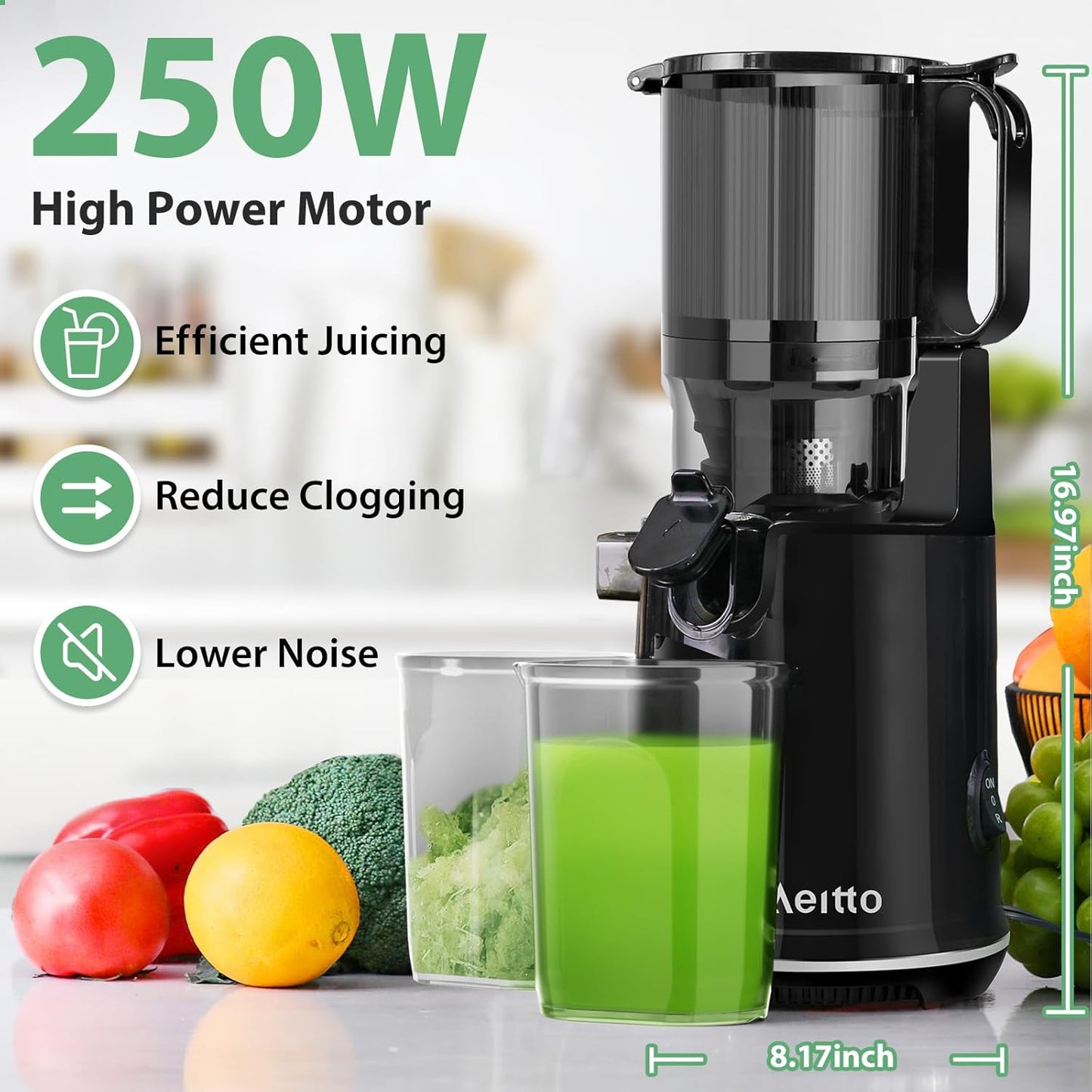 Exprimidor frío boca ancha 5.3pulg autoalimentación