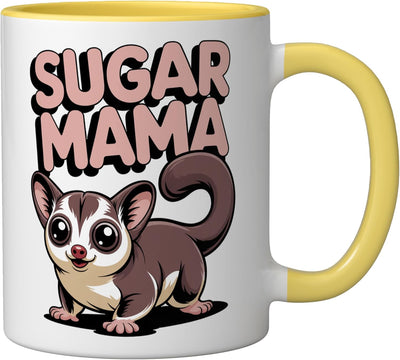 Taza cerámica Sugar Mama Animal Cute Sugar Glider amarillo/blanco
