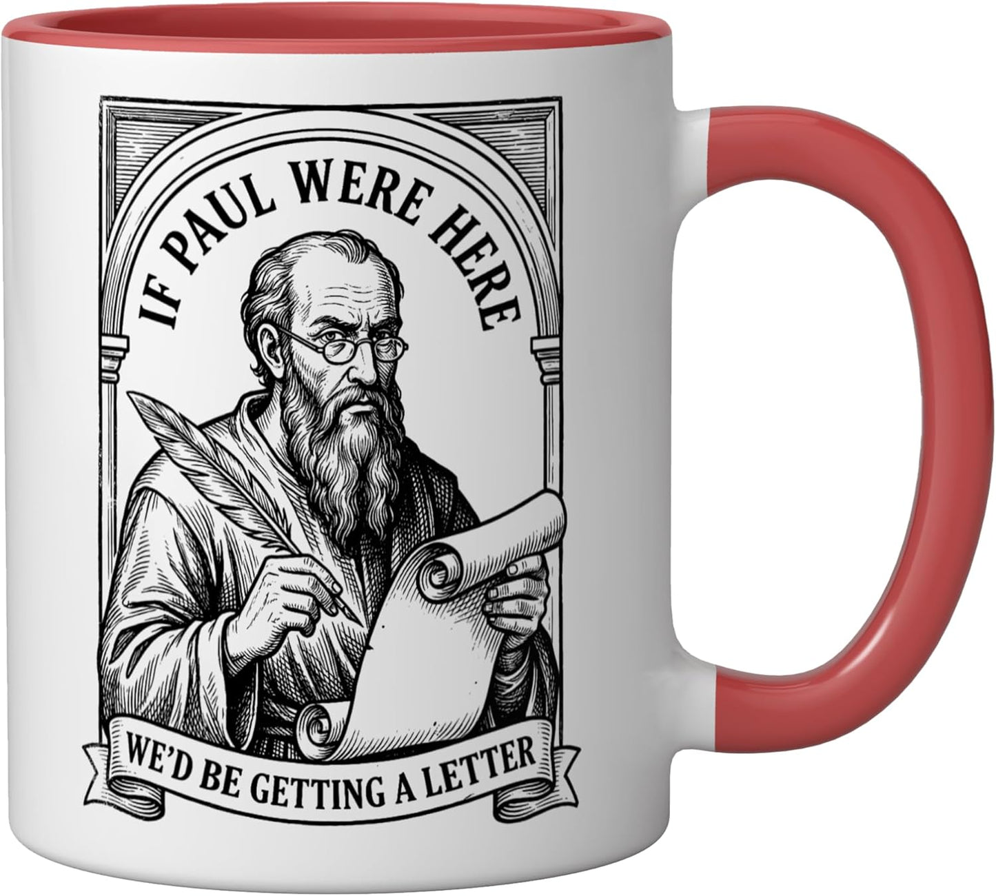 Taza de cerámica humorística If Paul Were Here Roja/Blanca