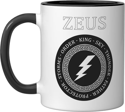 Taza cerámica dios griego Zeus negro/blanco