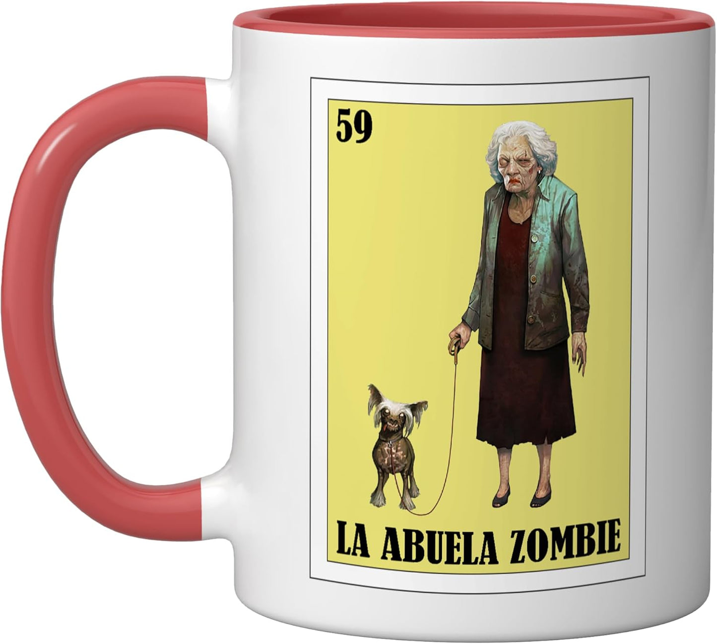 Taza Cerámica La Abuela Diseño Mexicano Rojo/Blanco