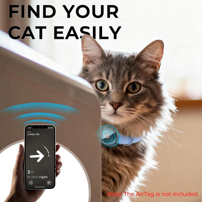 Collar AirTag para gatos elástico ajustable resistente arañazos