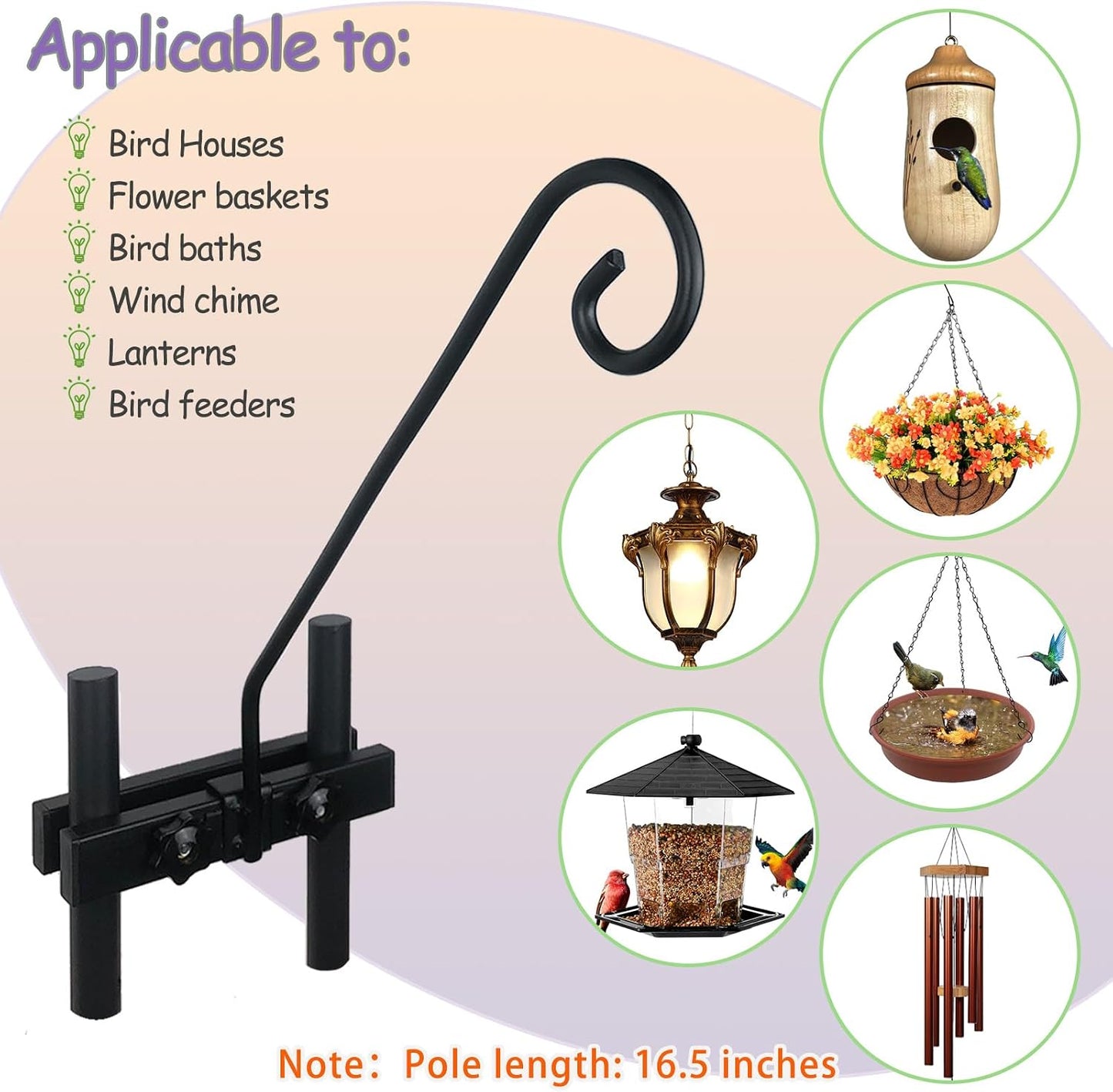 Riel gancho para cestas flores campanillas 15lb 16.5pulg