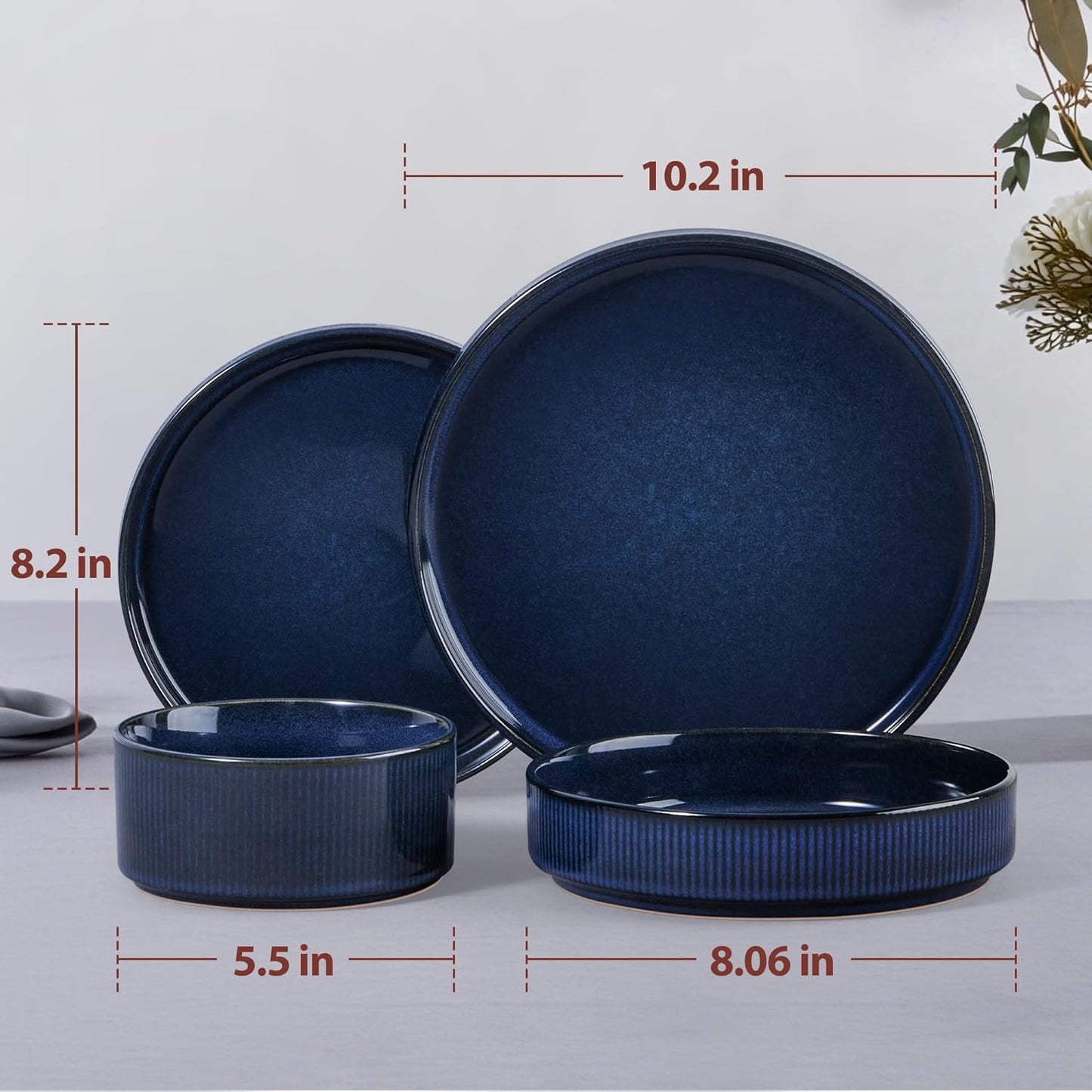 Juego de vajilla con cuencos 16 piezas azul crepúsculo