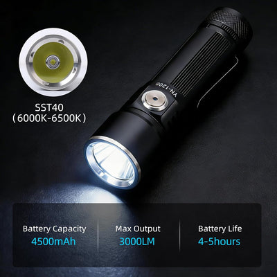 Linterna LED recargable 5000 mAh ajustable IP35 para campamento