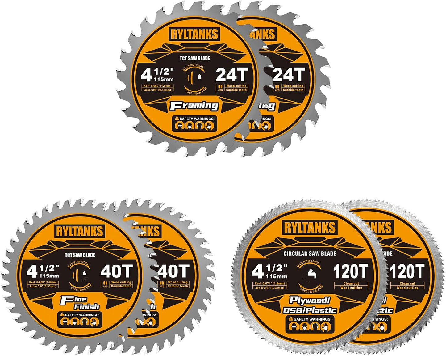 Hoja sierra circular 4.5pulg 6 pzas para madera OSB plástico