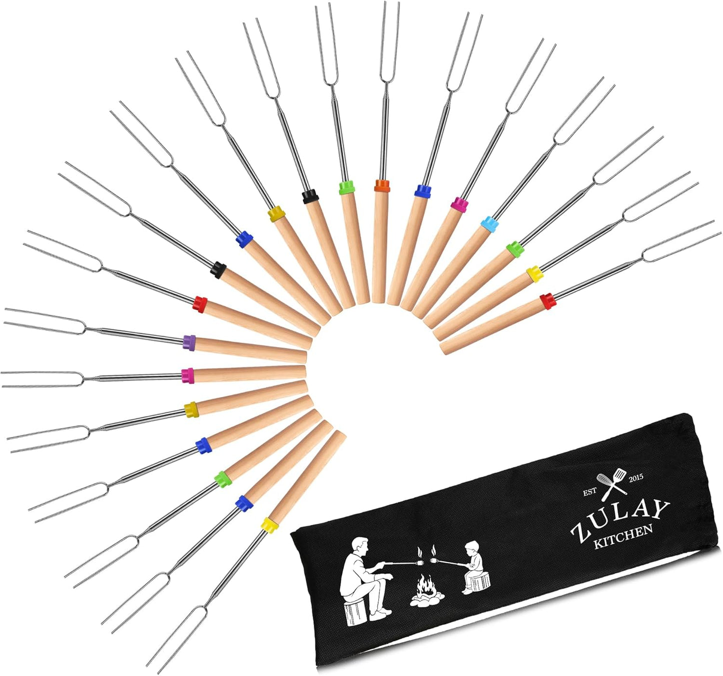 Varillas malvavisco hoguera extra largas kit brochetas asar