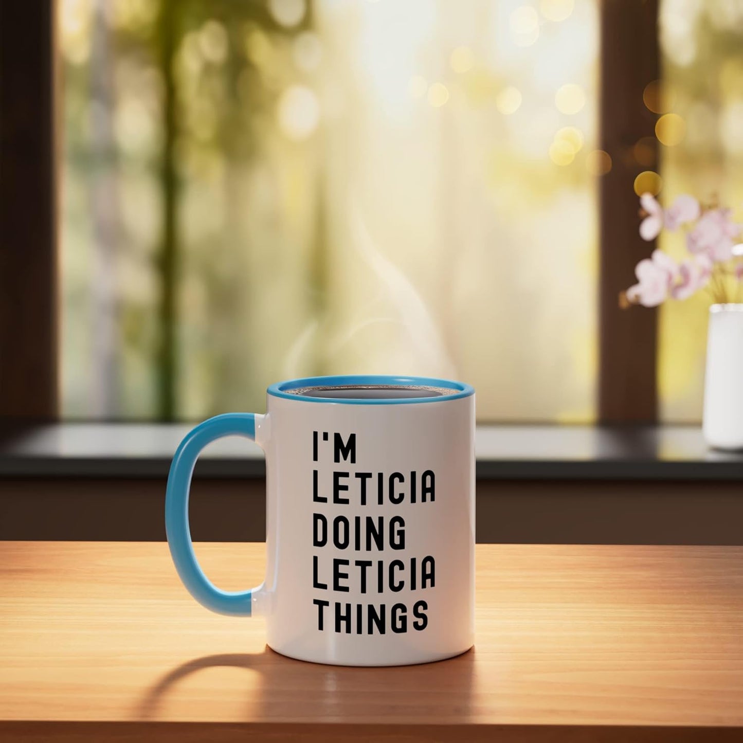 Taza Cerámica Leticia Cosas de Leticia Azul/Blanco