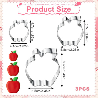 Set 3 cortadores manzana acero inox 3.4x2.6x1.9pulg