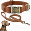 Juego collar y correa silicona para perro impermeable marrón