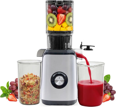 Exprimidor frío para frutas y verduras enteras sin BPA plateado