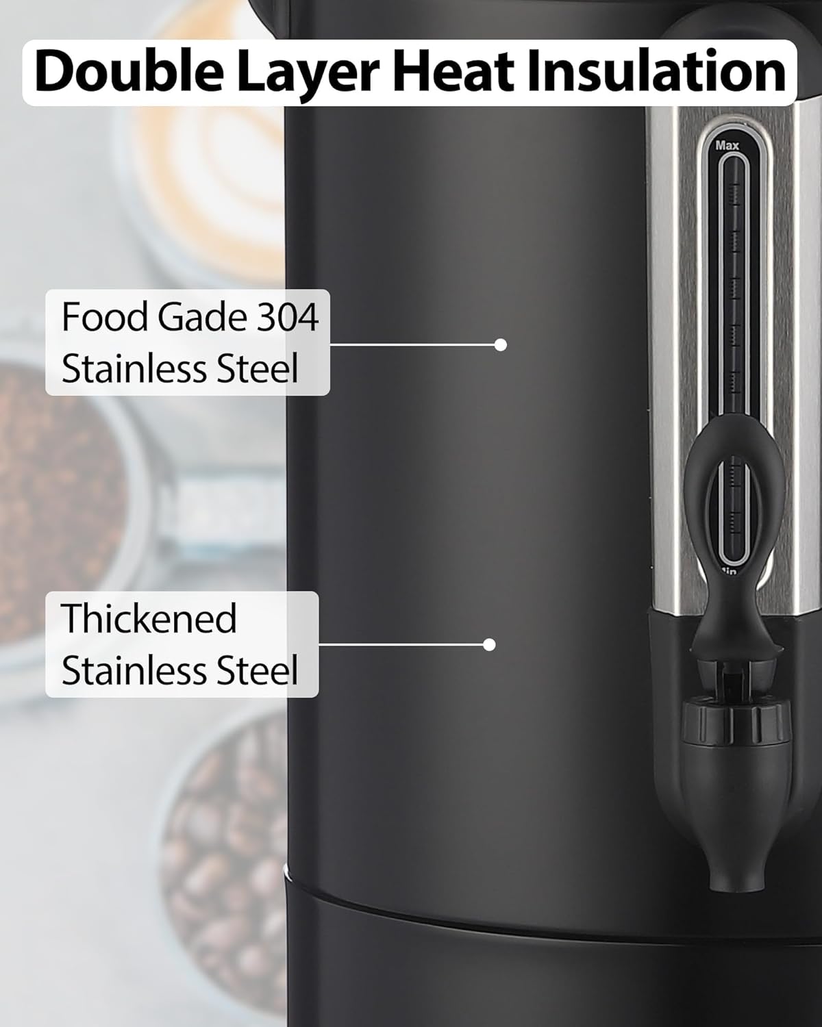 Cafetera comercial 80 tazas acero inox doble capa 12L