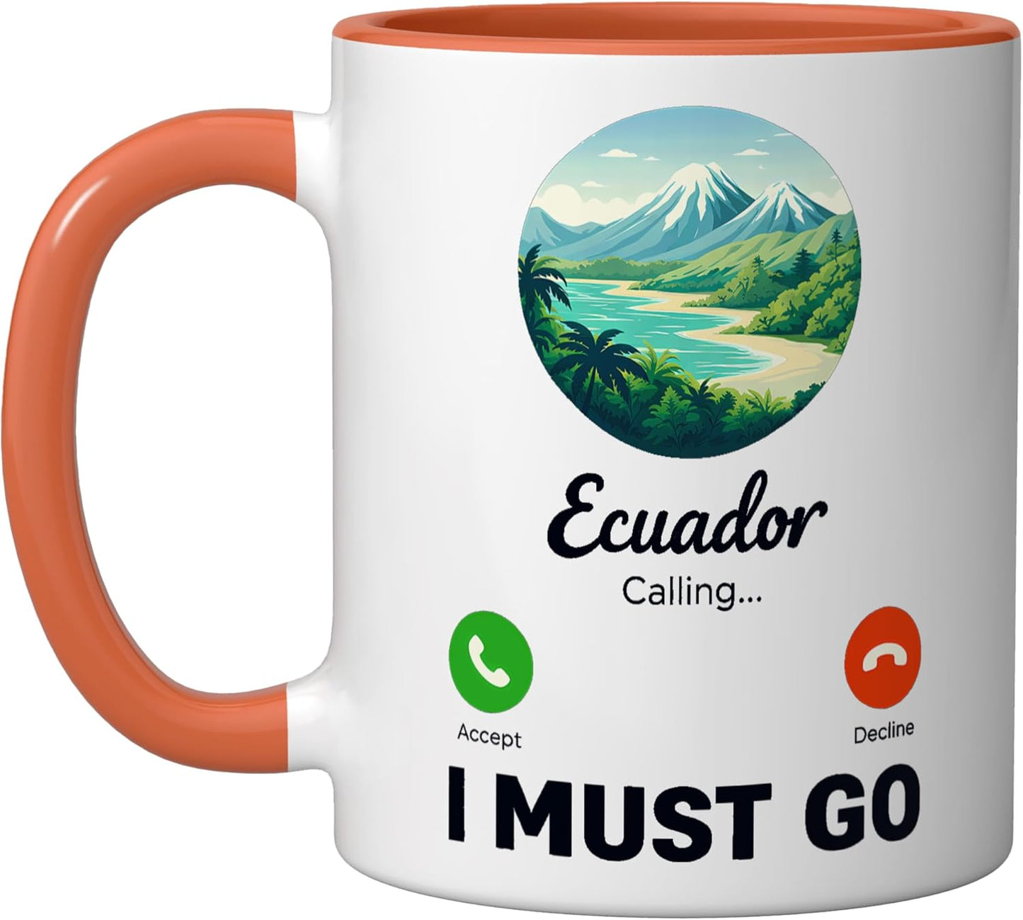 Taza Cerámica Calling I Must Go Naranja/Blanco