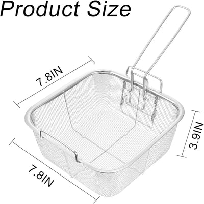 Cesta de acero inoxidable para freír con mango plegable