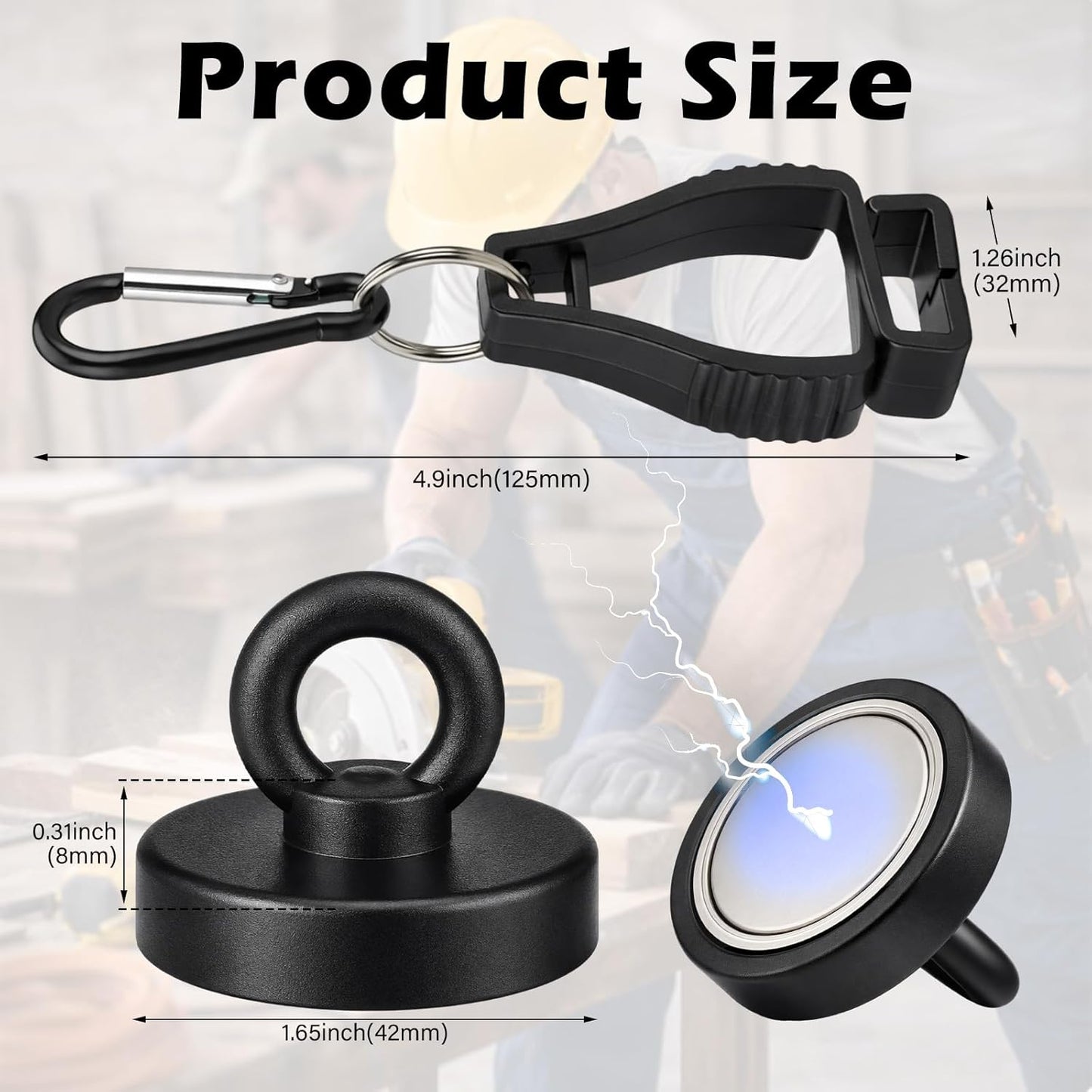Clip magnético para guantes resistente con base