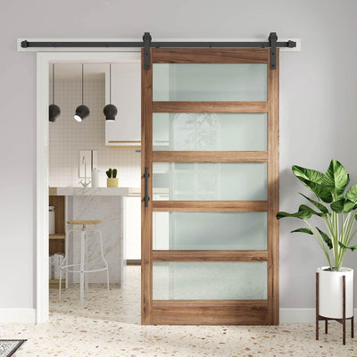Puerta vidrio granero 40x84pulg con kit herrajes 7ft