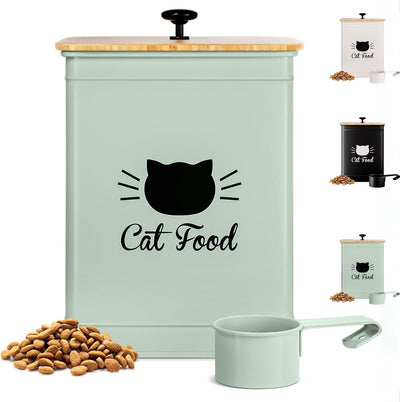 Contenedor alimento gato 5-7lb con cuchara y tapa bambú